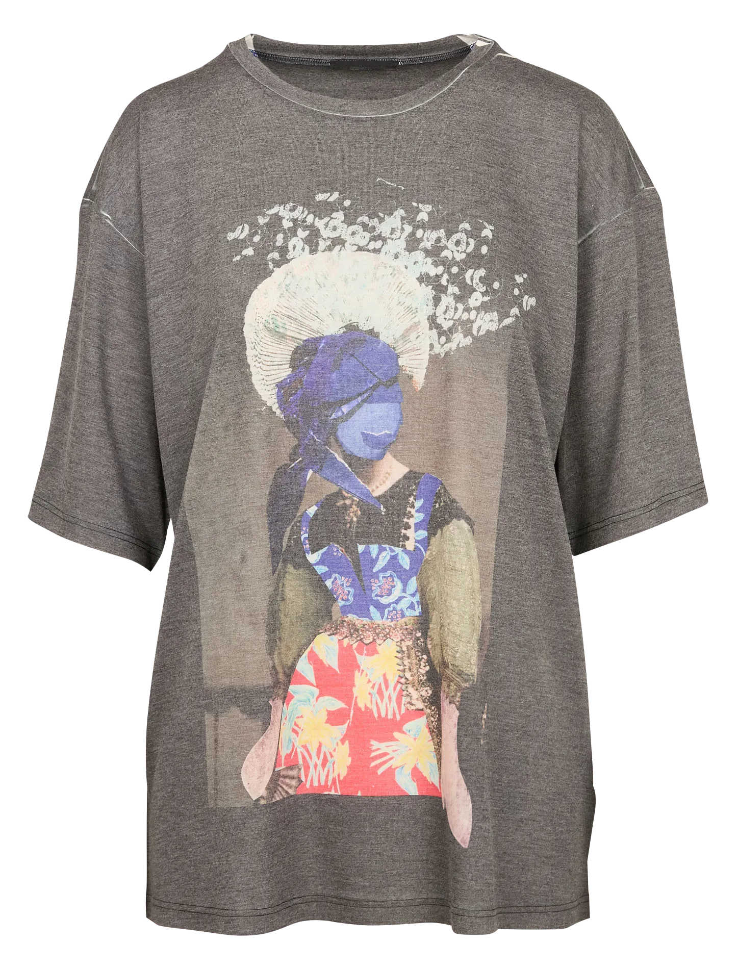 COTELAC Camiseta holgada estampada con cuello redondo en azul