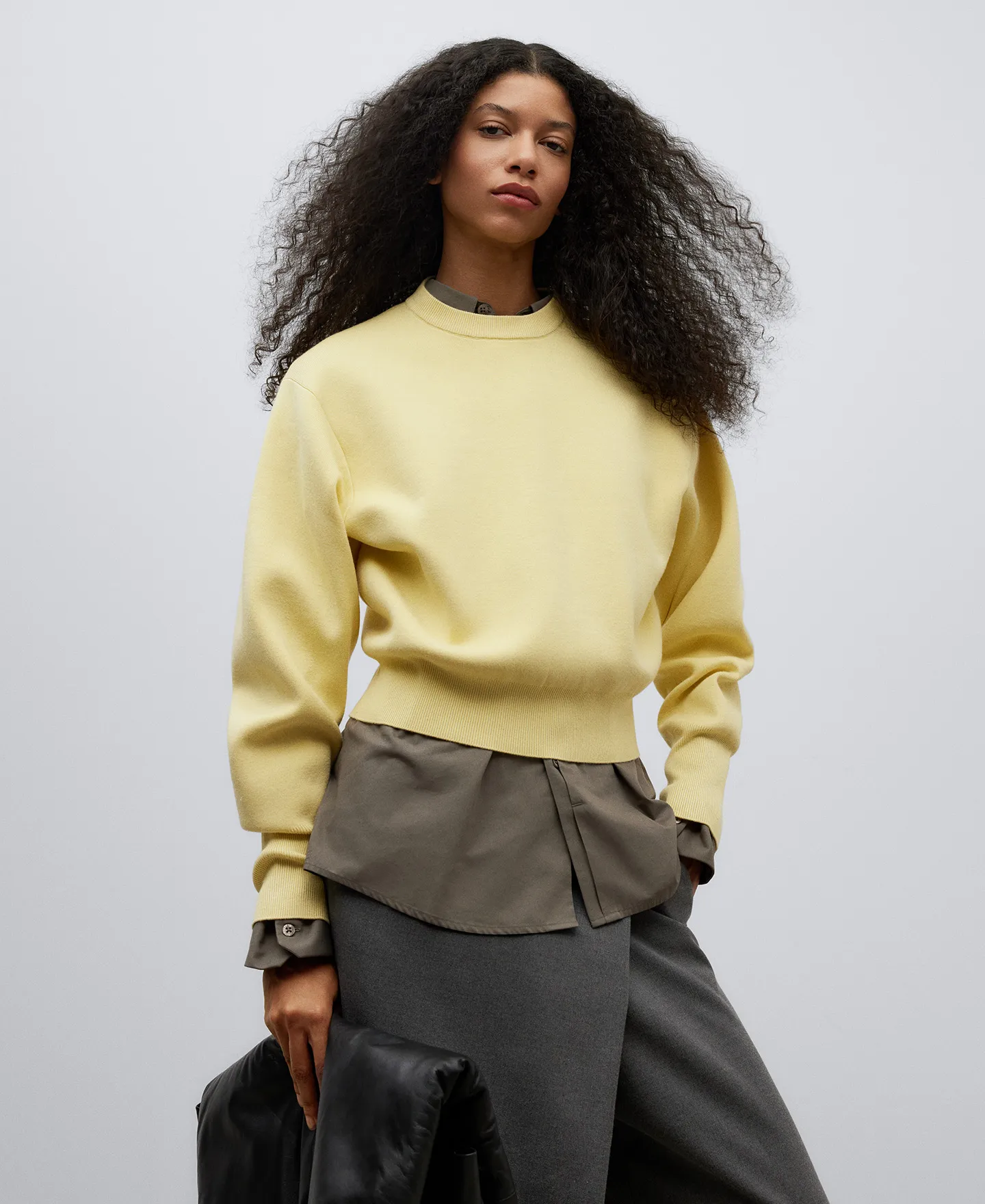 DOUBLEFRONTED KNIT YELLOW SWEATER WOMAN