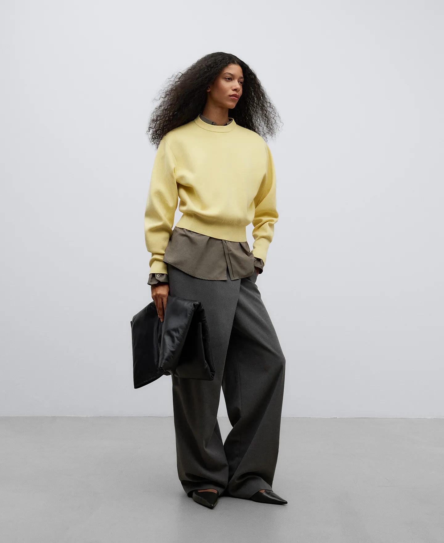 DOUBLEFRONTED KNIT YELLOW SWEATER WOMAN