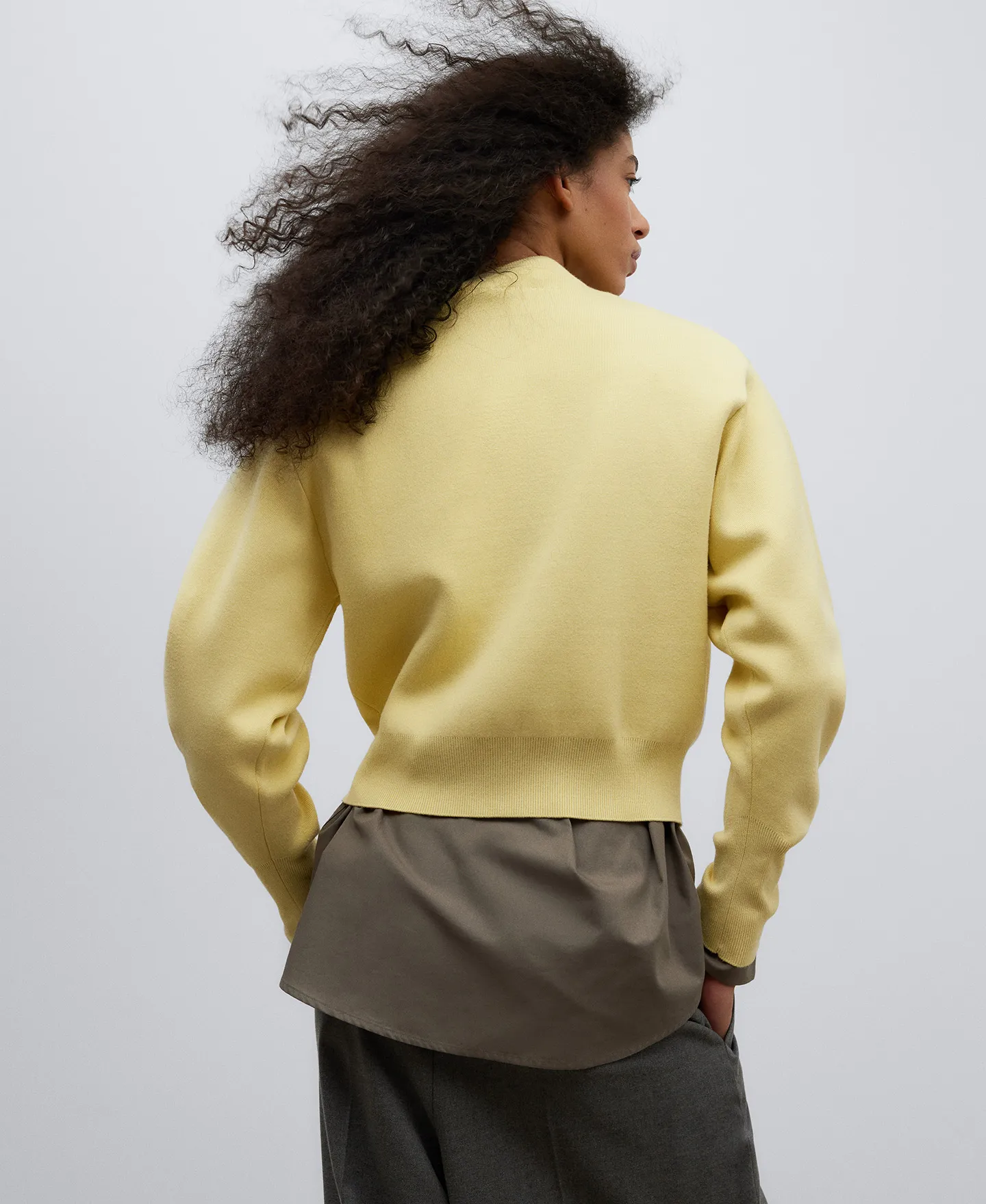 DOUBLEFRONTED KNIT YELLOW SWEATER WOMAN