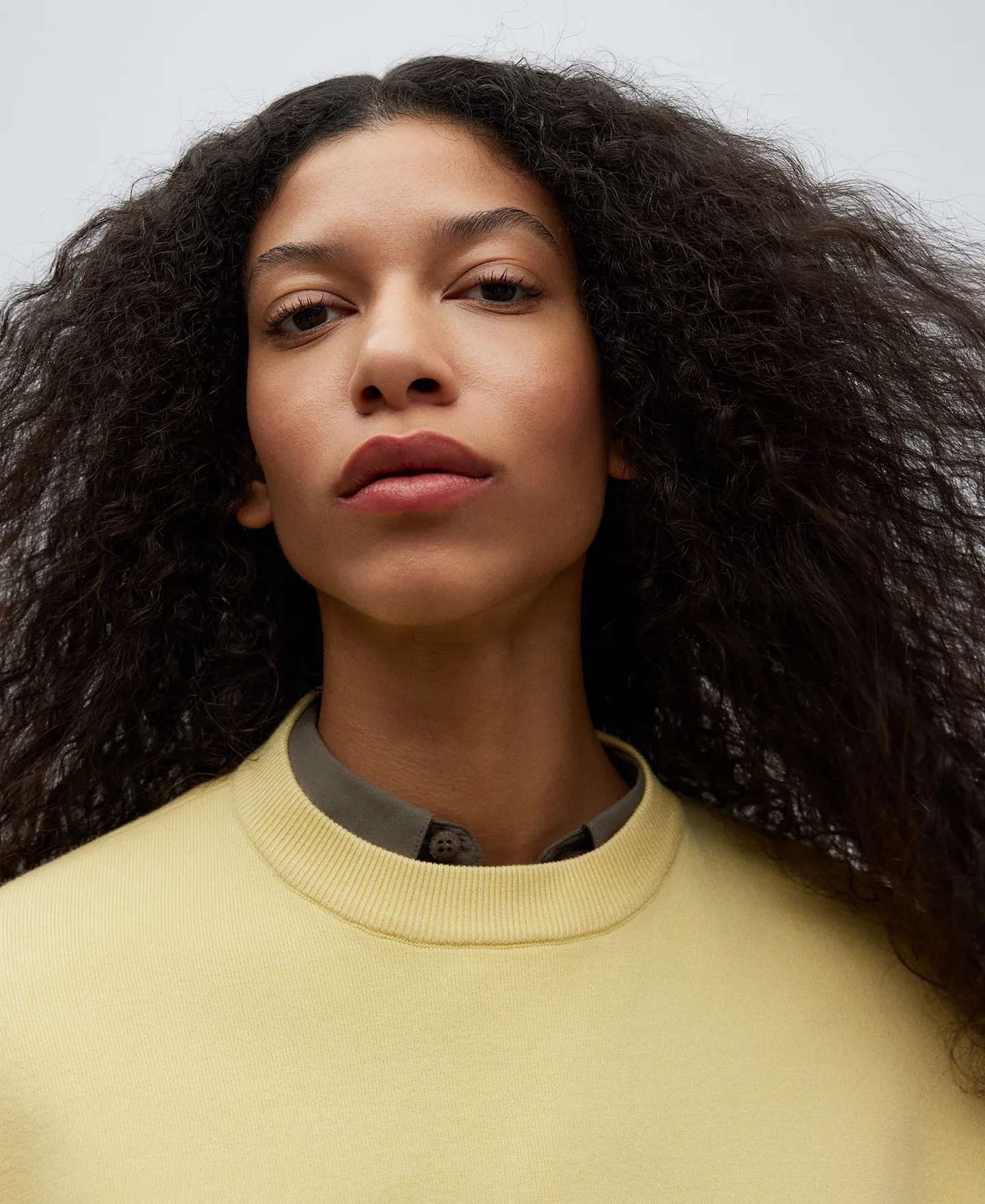 DOUBLEFRONTED KNIT YELLOW SWEATER WOMAN