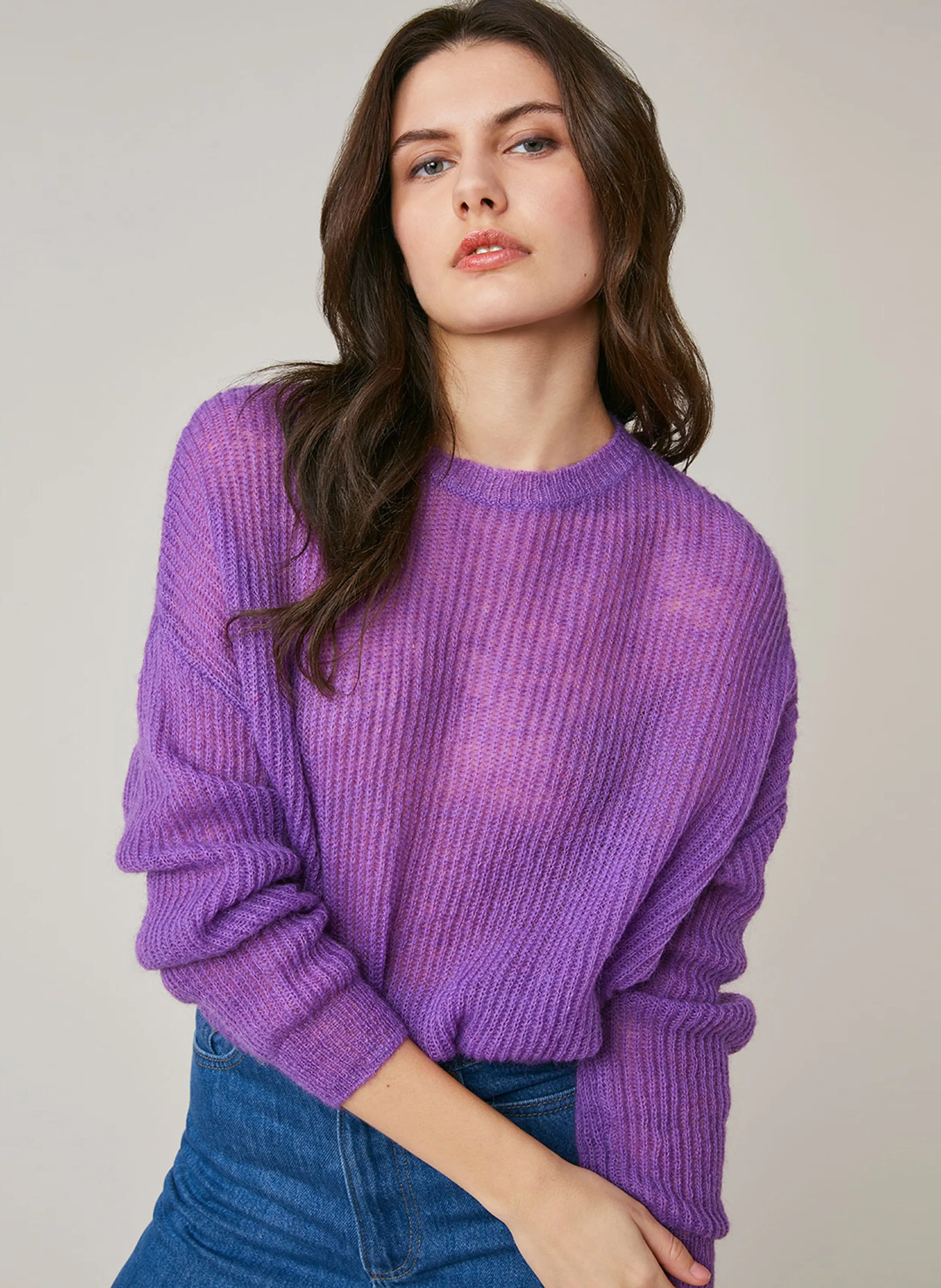 ELISE  SUéTER AMPLIO DE LANA TEJIDA MEZCLADA EN MULTICOLOR
