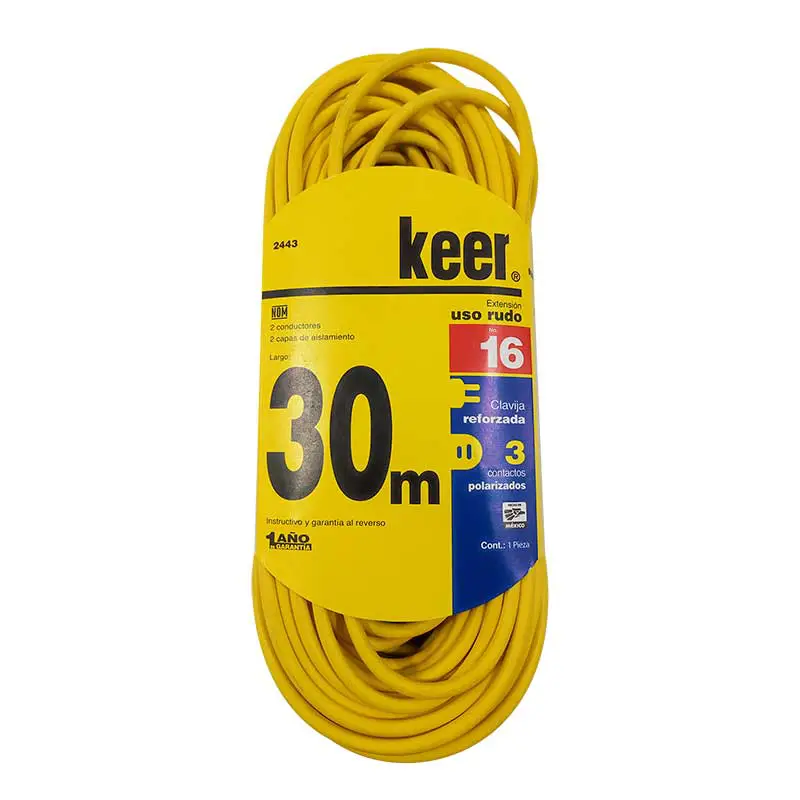 Extensión Eléctrica Uso Rudo 30 Mts Keer 2443 Calibre 16