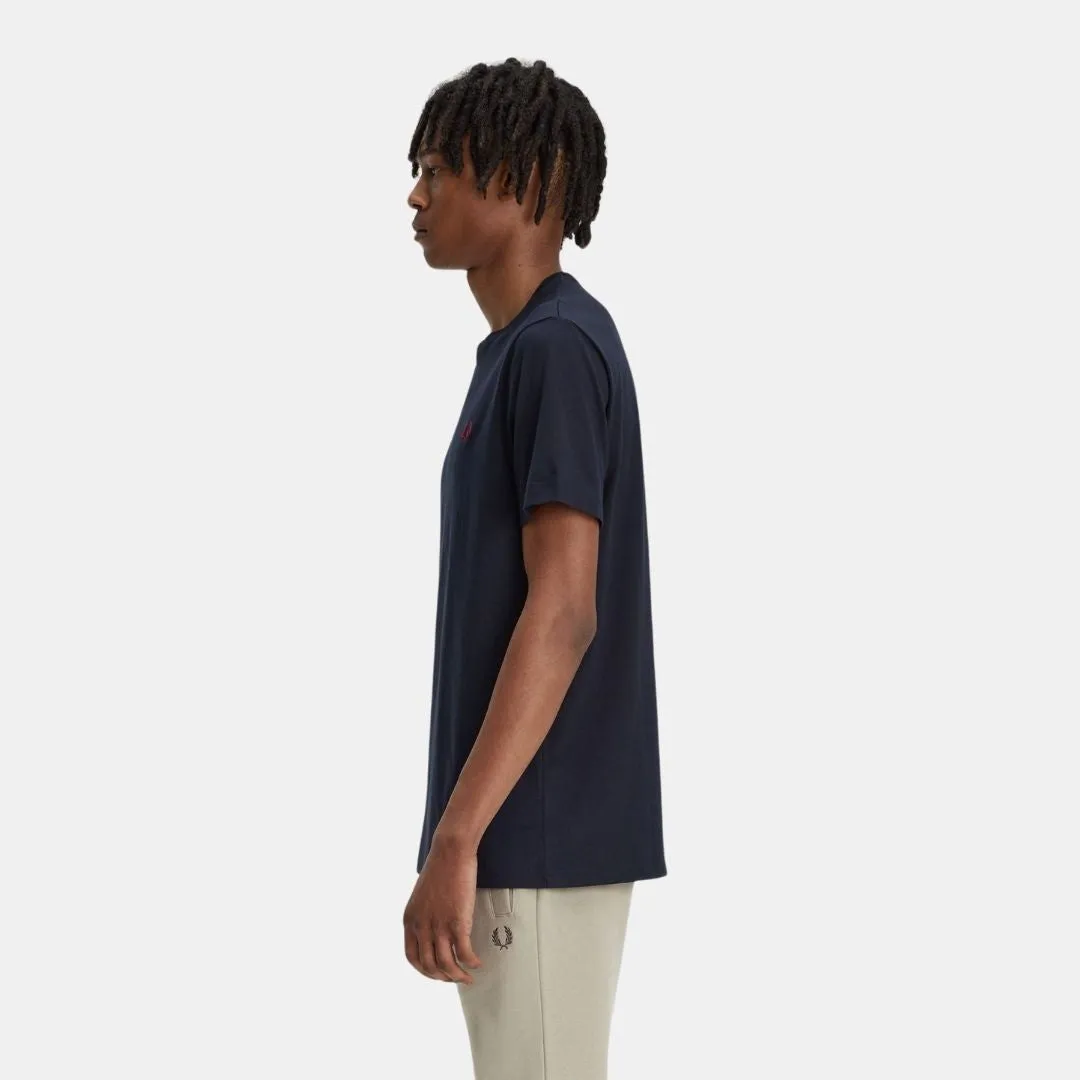 FRED PERRY CREW NECK TSHIRT NAVY BURNT RED