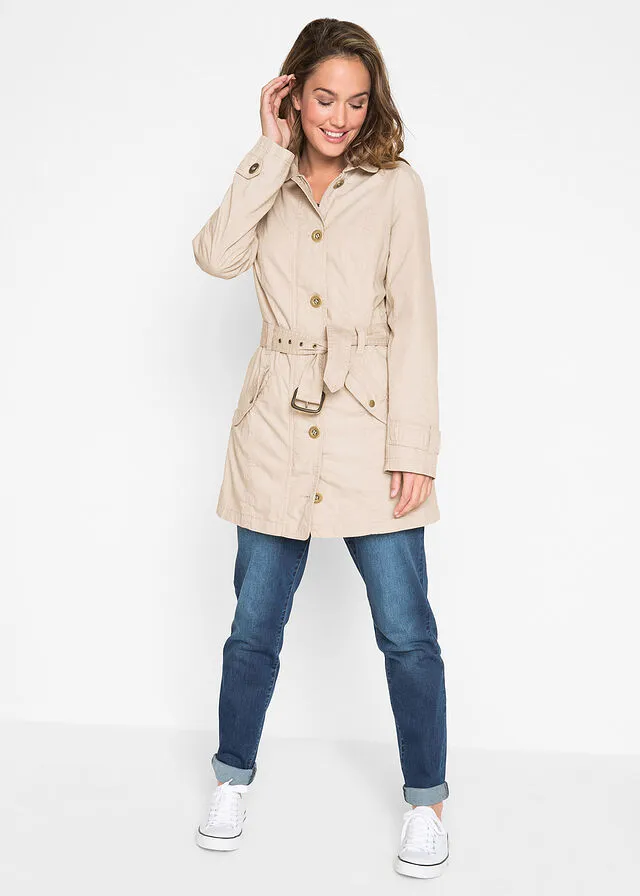 Gabardina de algodón con cinturón pizarra