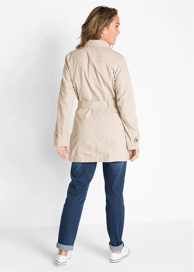 Gabardina de algodón con cinturón pizarra