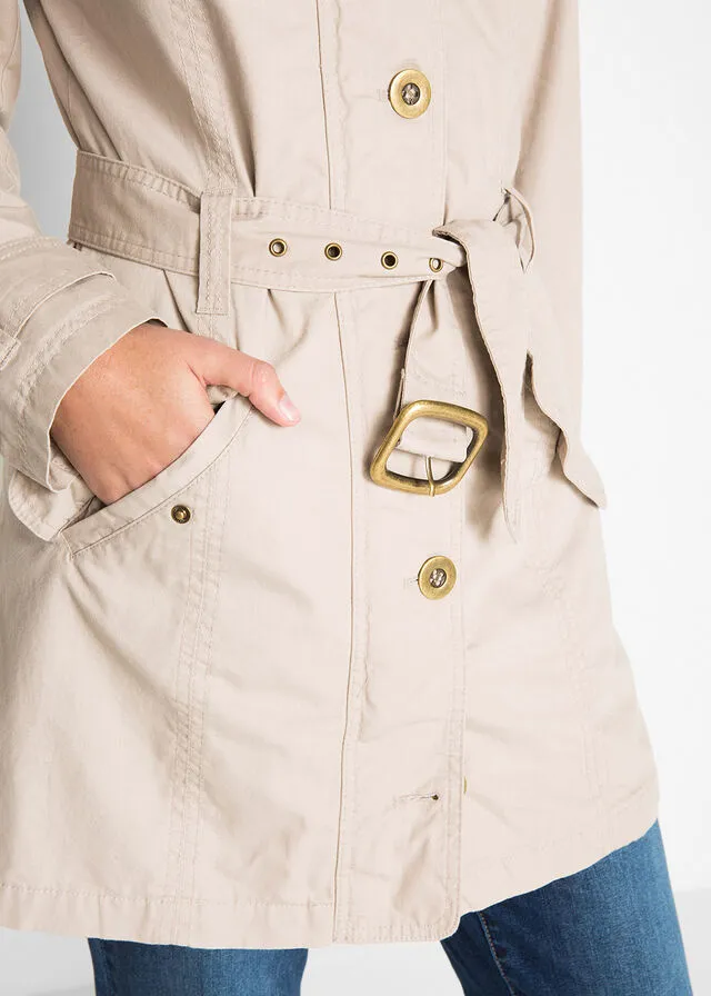 Gabardina de algodón con cinturón pizarra