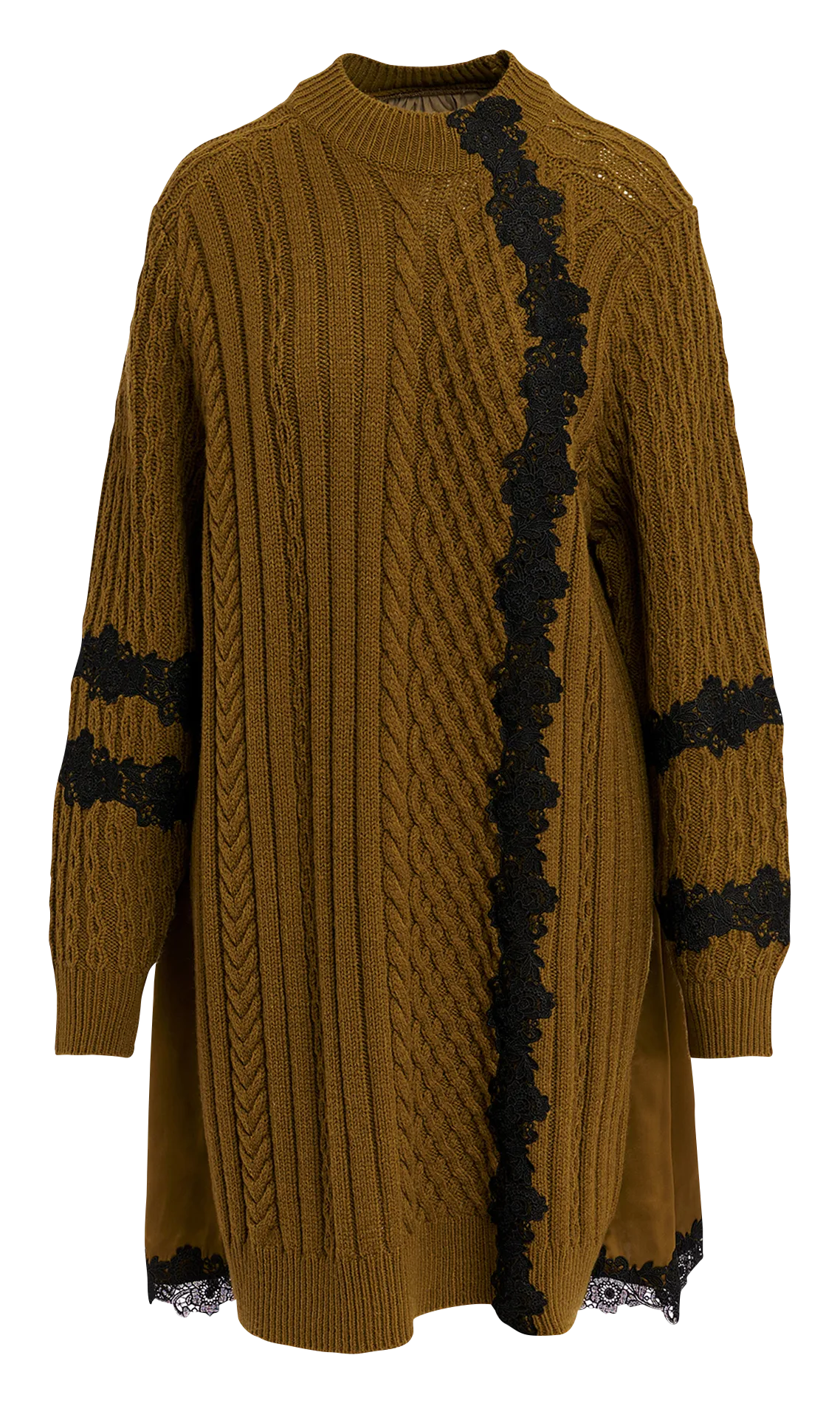 GERDA  VESTIDO CORTO DE PUNTO CON ENCAJE EN MARRON