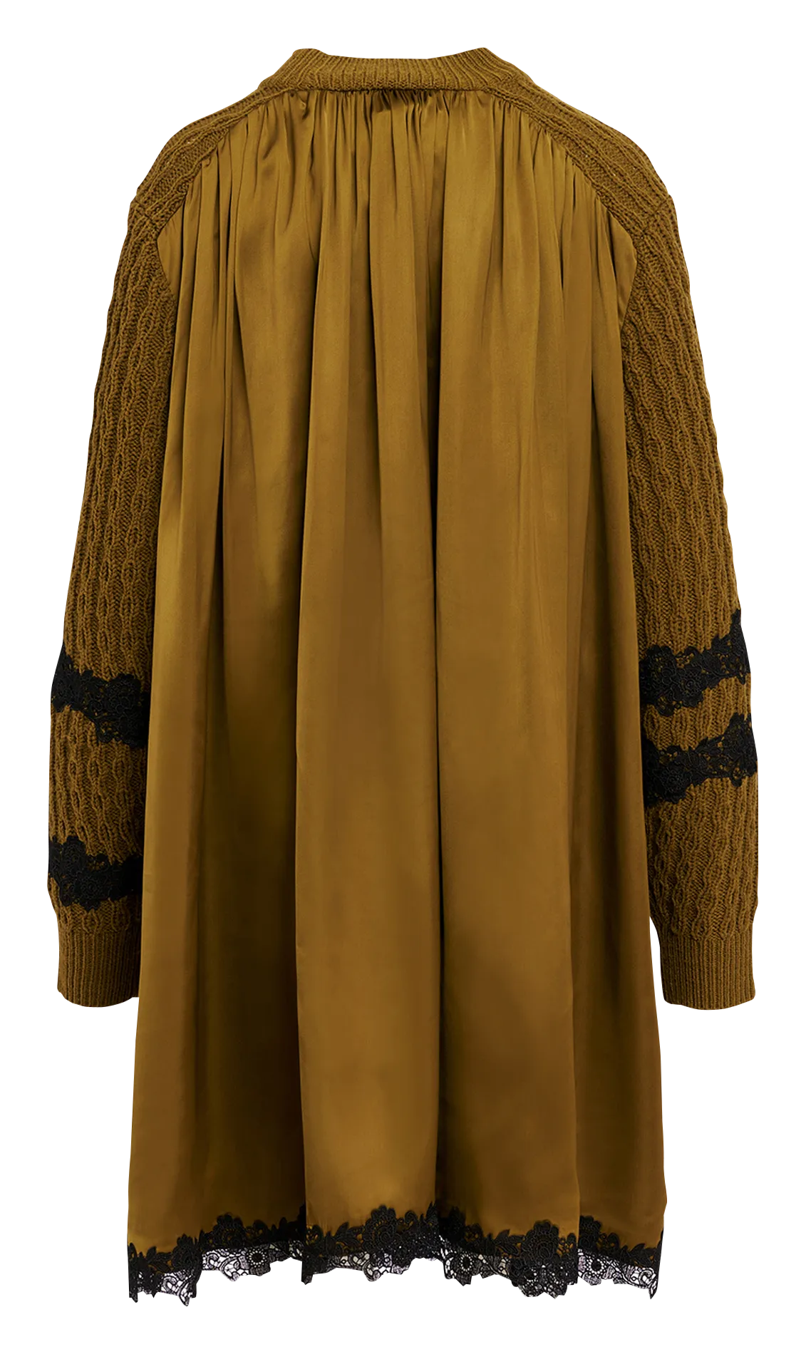 GERDA  VESTIDO CORTO DE PUNTO CON ENCAJE EN MARRON