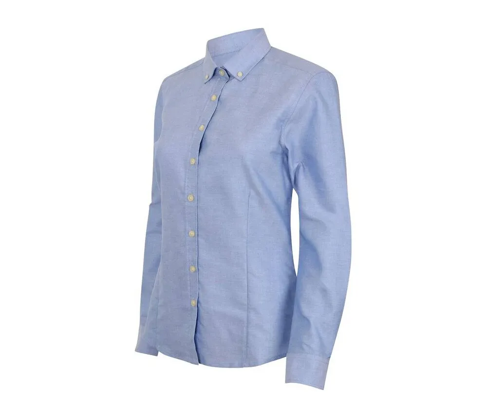 HENBURY HY513R  LADIES’ MODERN L/S OXFORD SHIRT – REGULAR FIT  PISCINA AZUL