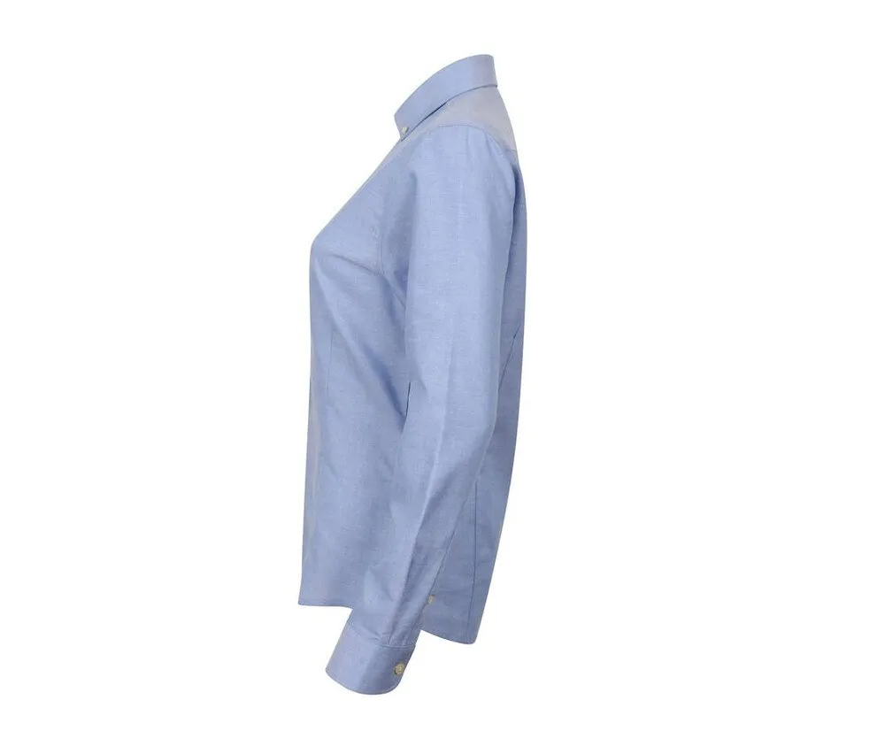 HENBURY HY513R  LADIES’ MODERN L/S OXFORD SHIRT – REGULAR FIT  PISCINA AZUL