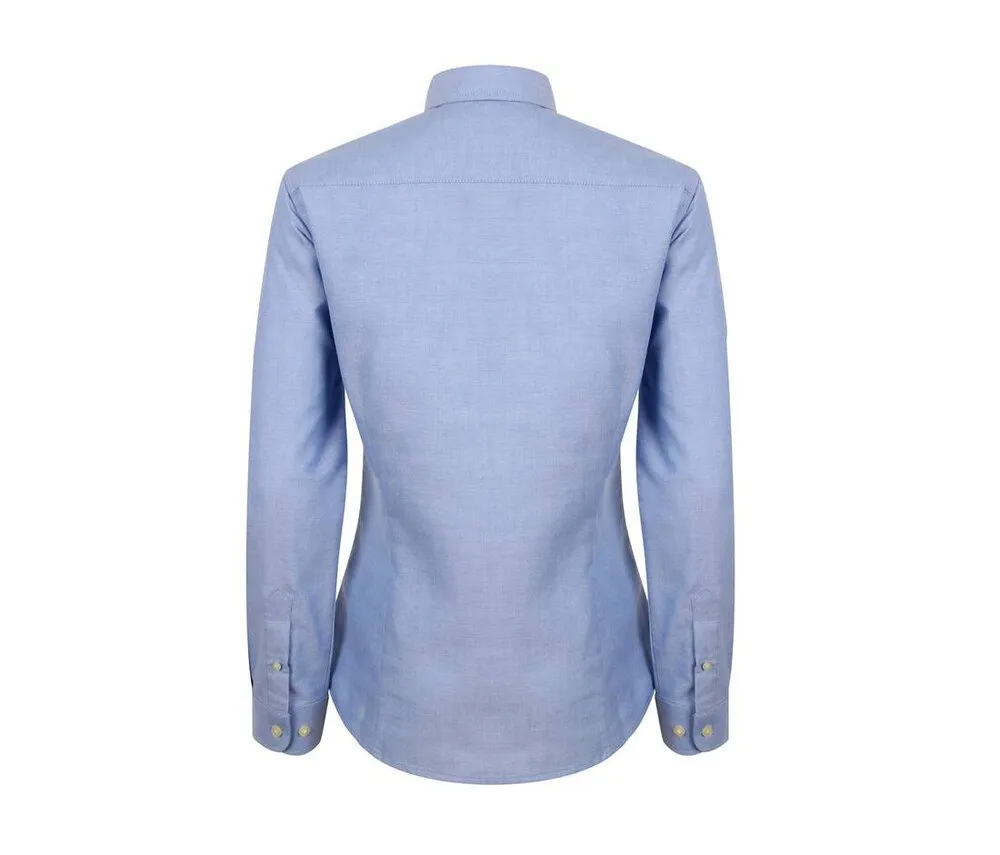 HENBURY HY513R  LADIES’ MODERN L/S OXFORD SHIRT – REGULAR FIT  PISCINA AZUL