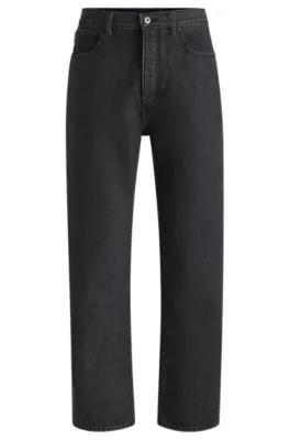 Jeans baggy fit de denim negro lavado a la piedra