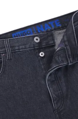 Jeans baggy fit de denim negro lavado a la piedra