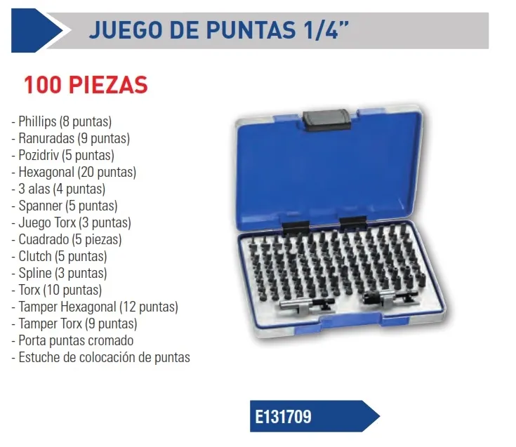JUEGO DE 100 PUNTAS + PORTA PUNTAS EXPERT E131709