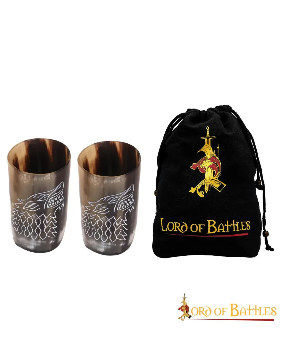 Juego de 2 vasos de cuerno decoración Lobo (200 ml.)
