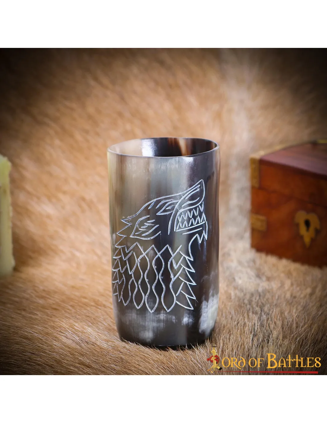 Juego de 2 vasos de cuerno decoración Lobo (200 ml.)