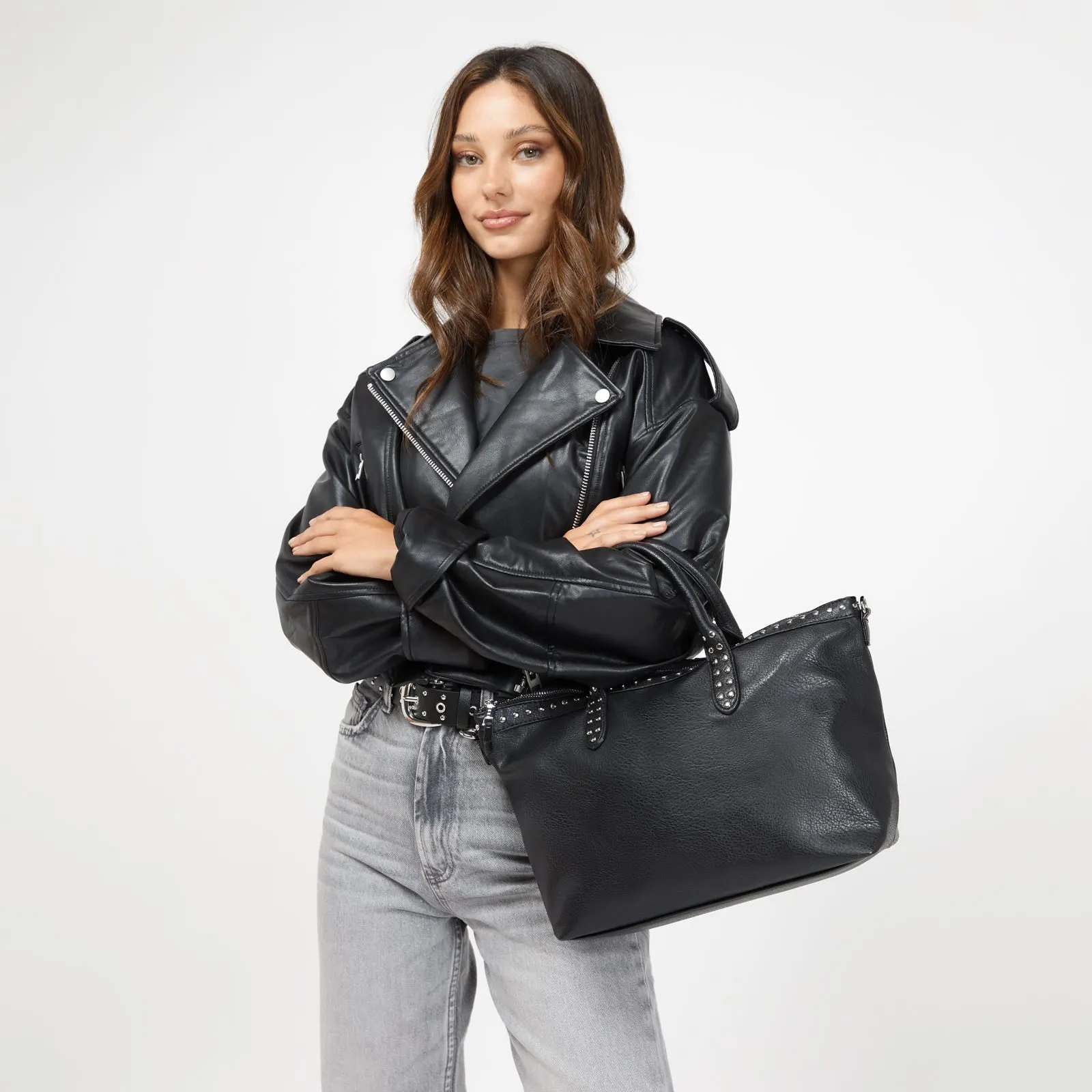 Kalani bolso tote con asa bandolera y detalles metálicos