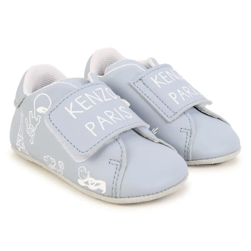 KENZO KIDS Patucos de cuero con velcro