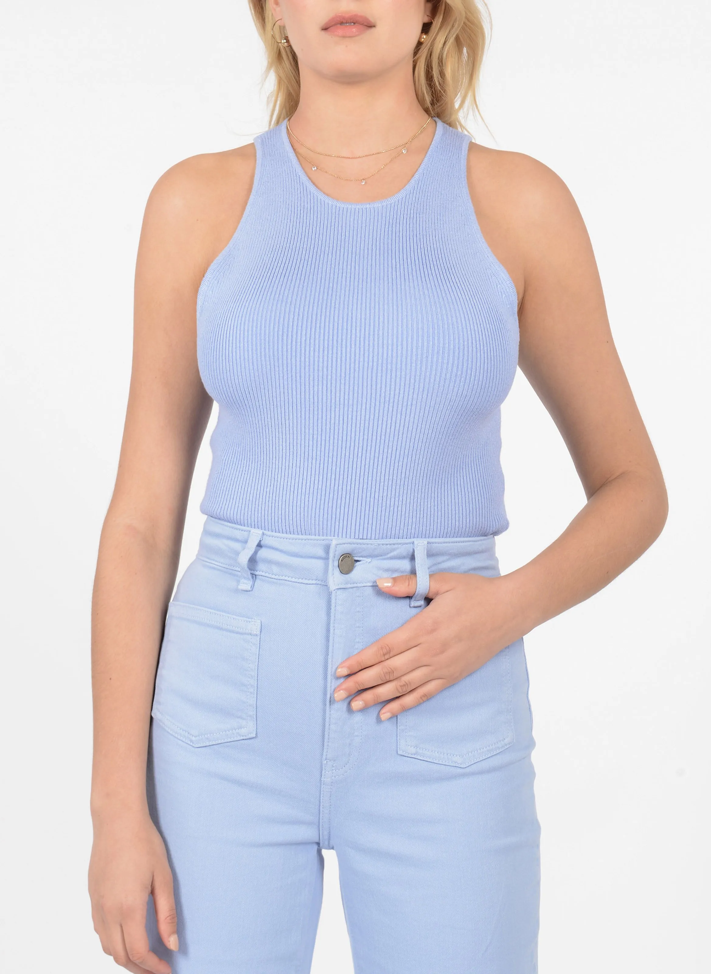 KOOKAI LOLITA  TOP AJUSTADO CUELLO REDONDO DE PUNTO EN AZUL