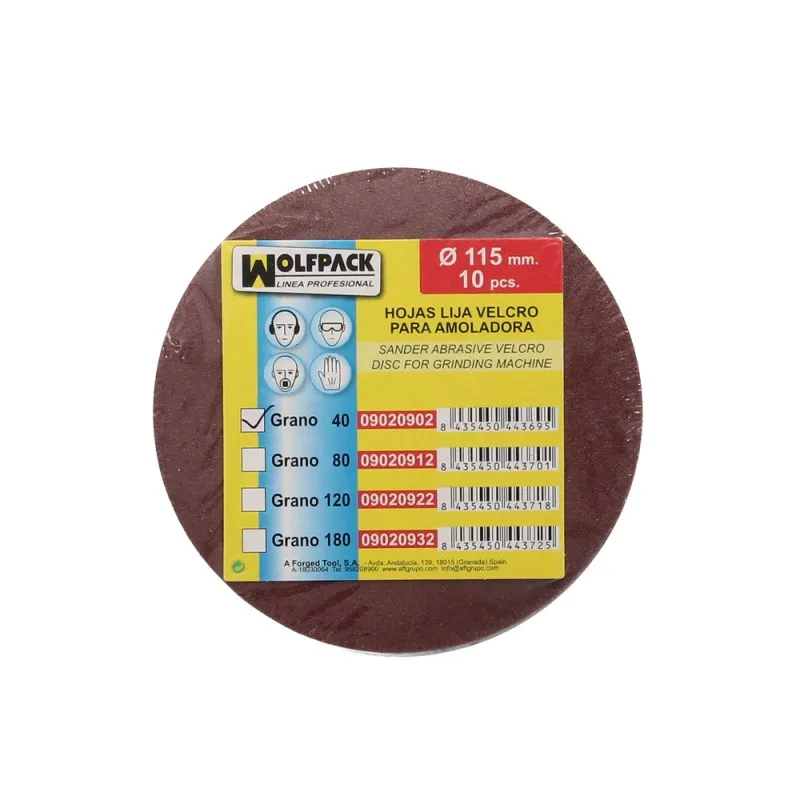 Lija Recambio Velcro Para Amoladora Ø 115 mm. Grano  40 (10 Piezas)