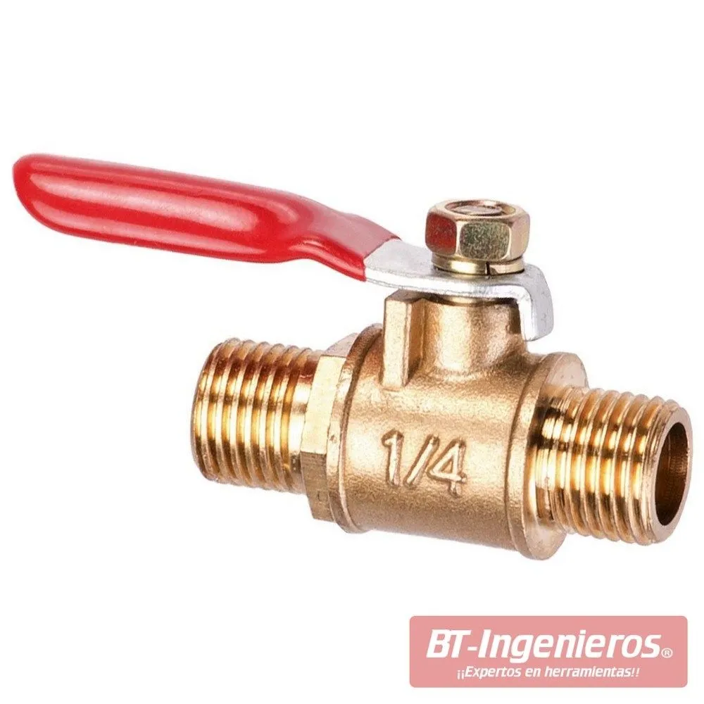 Llave de paso con doble rosca macho. 1/4" BSP