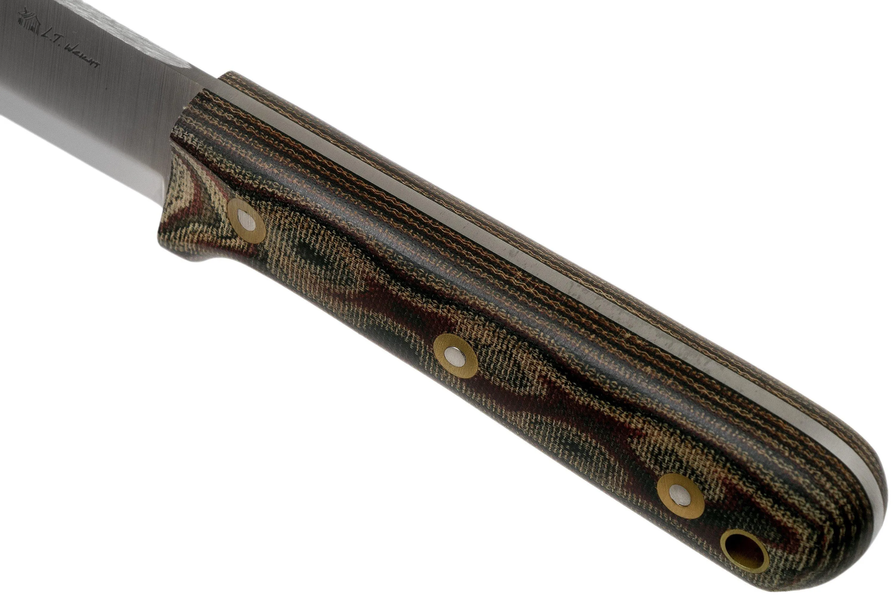 LT Wright Genesis Scandi Grind, A2, Matte Python Micarta, Leather sheath, cuchillo bushcraft