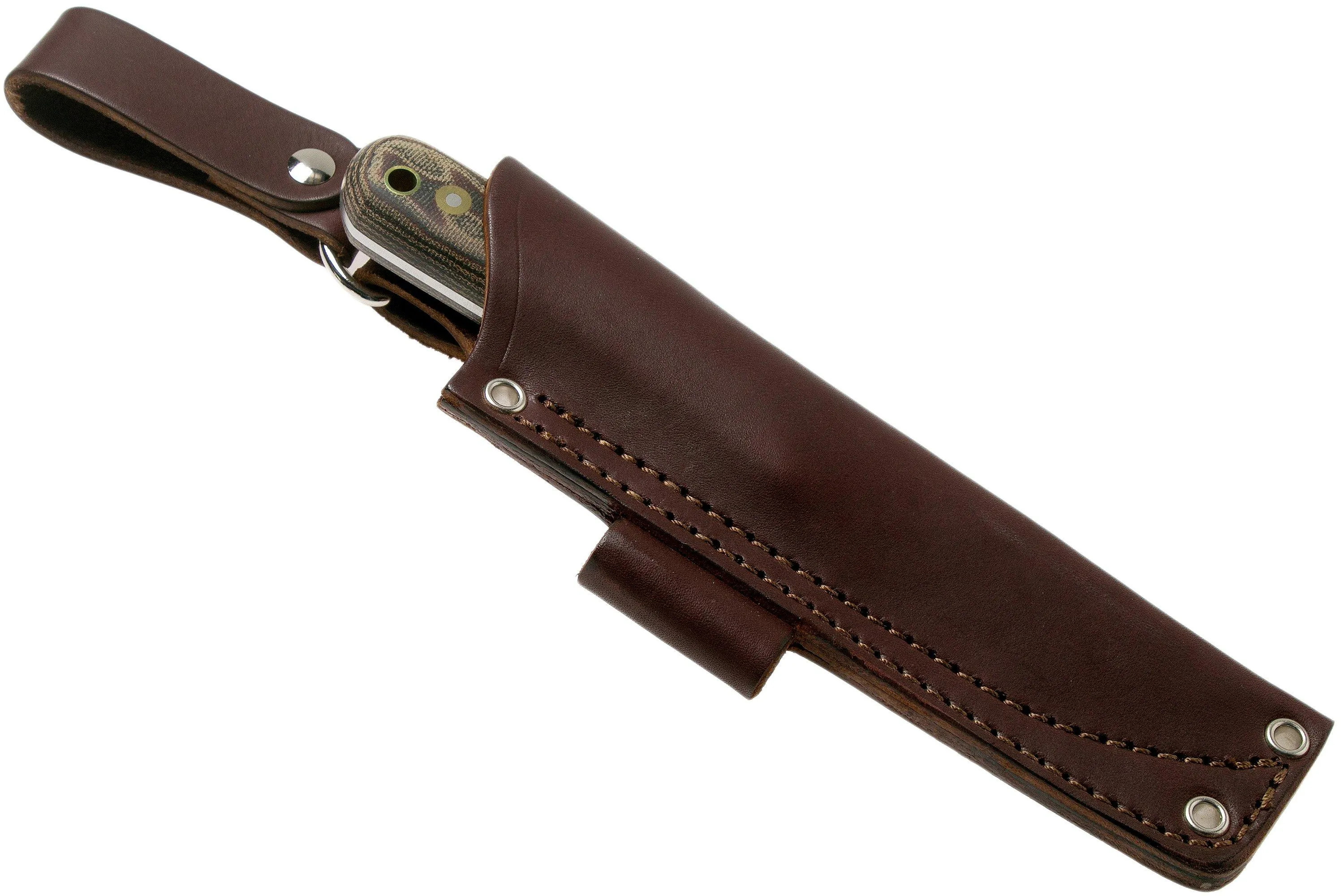 LT Wright Genesis Scandi Grind, A2, Matte Python Micarta, Leather sheath, cuchillo bushcraft