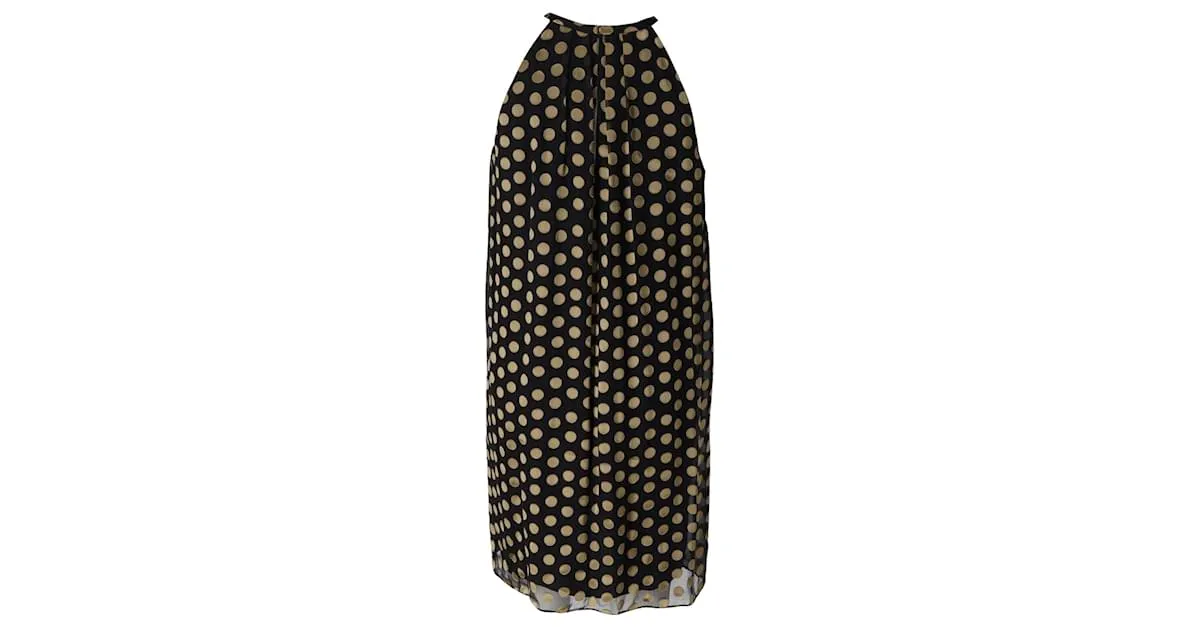 Minivestido halter con lunares en rayón negro de Diane Von Furstenberg 