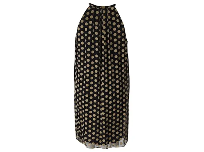 Minivestido halter con lunares en rayón negro de Diane Von Furstenberg 