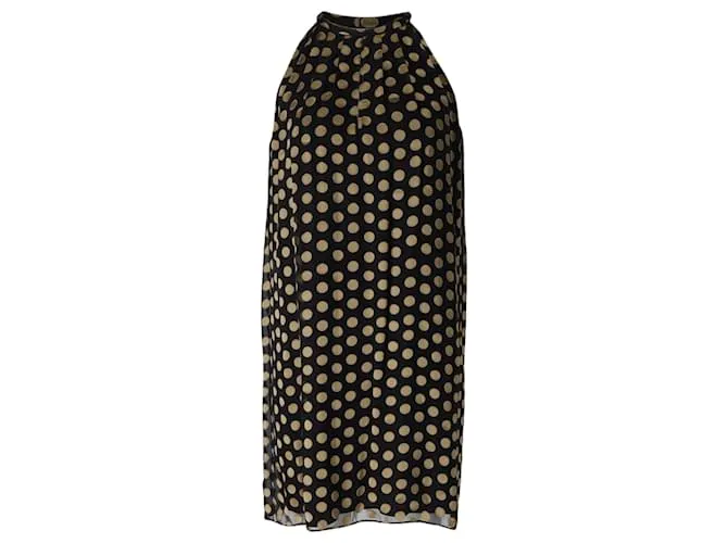 Minivestido halter con lunares en rayón negro de Diane Von Furstenberg 