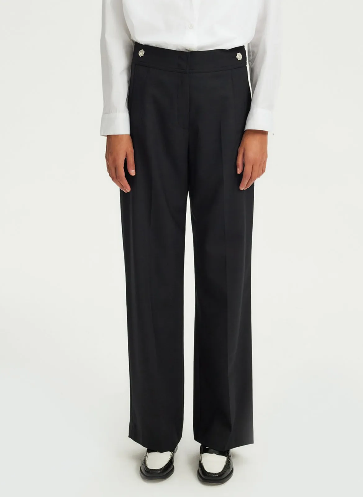 NADA  PANTALóN AMPLIO DE MEZCLA DE LANA DECLIC EN NEGRO