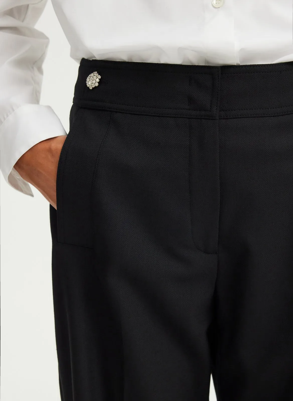 NADA  PANTALóN AMPLIO DE MEZCLA DE LANA DECLIC EN NEGRO