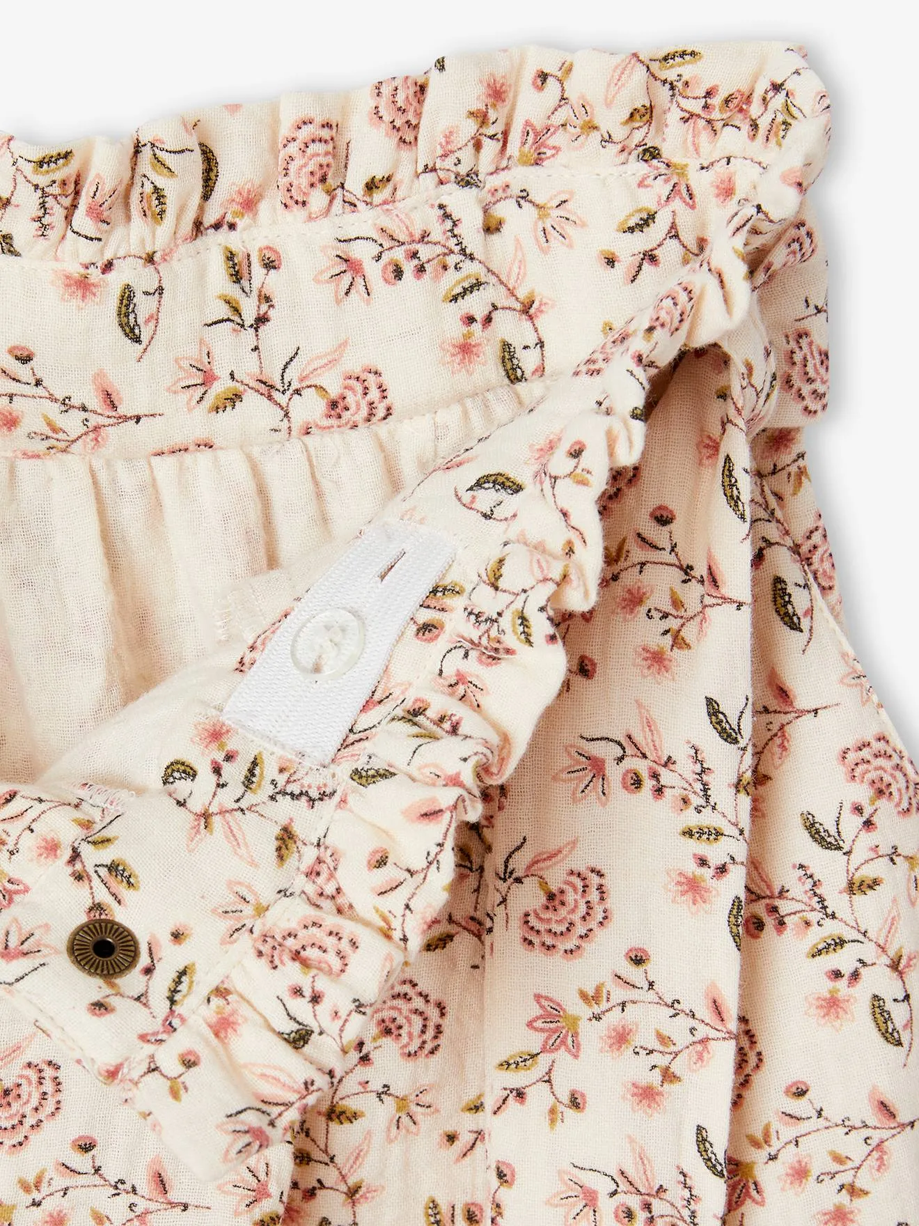 Pantalón pesquero ancho de gasa de algodón estilo «paperbag» para niña