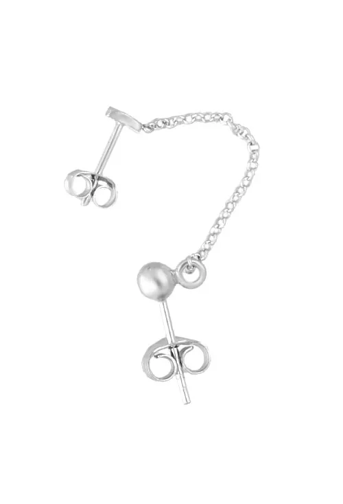 PENDIENTE DE PLATA DOBLE BOLA DE PLATA Y LUNA 266_01895311