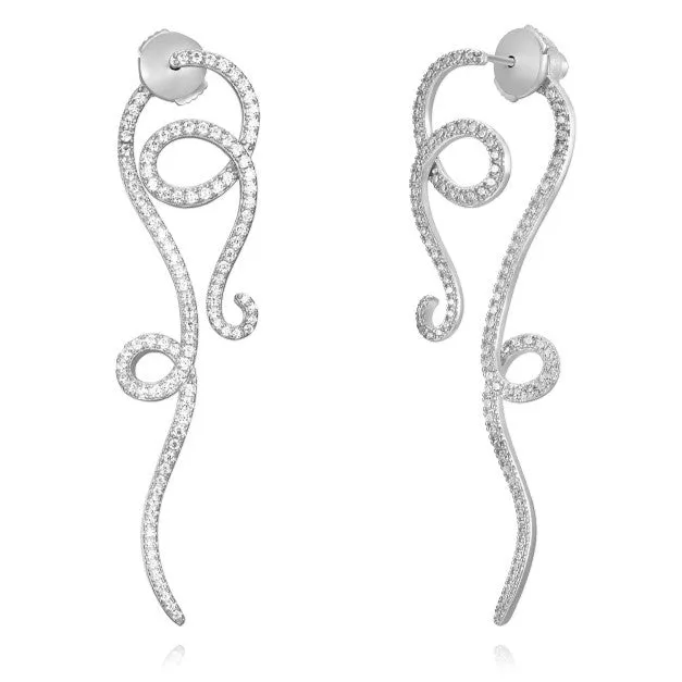 Pendientes plata filigrana largos rodio