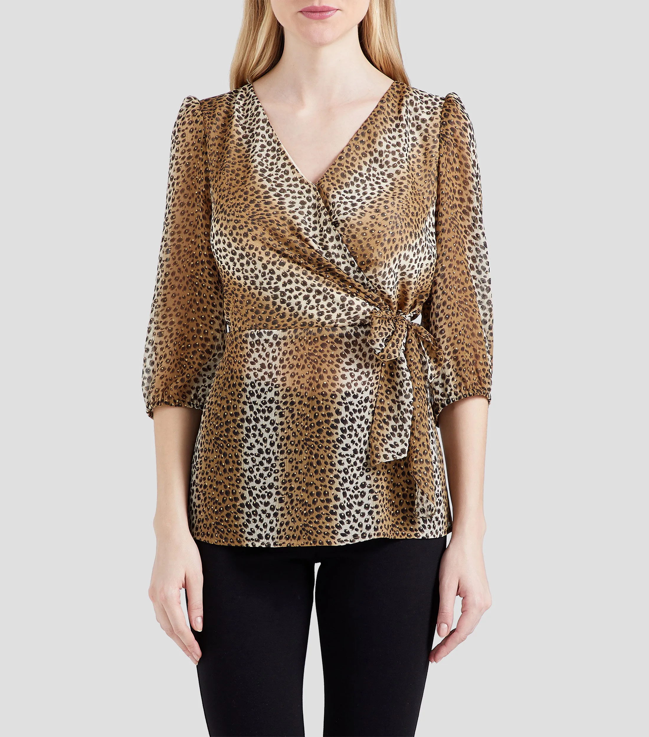 Pertegaz Blusa estampada con manga 3,4 Mujer