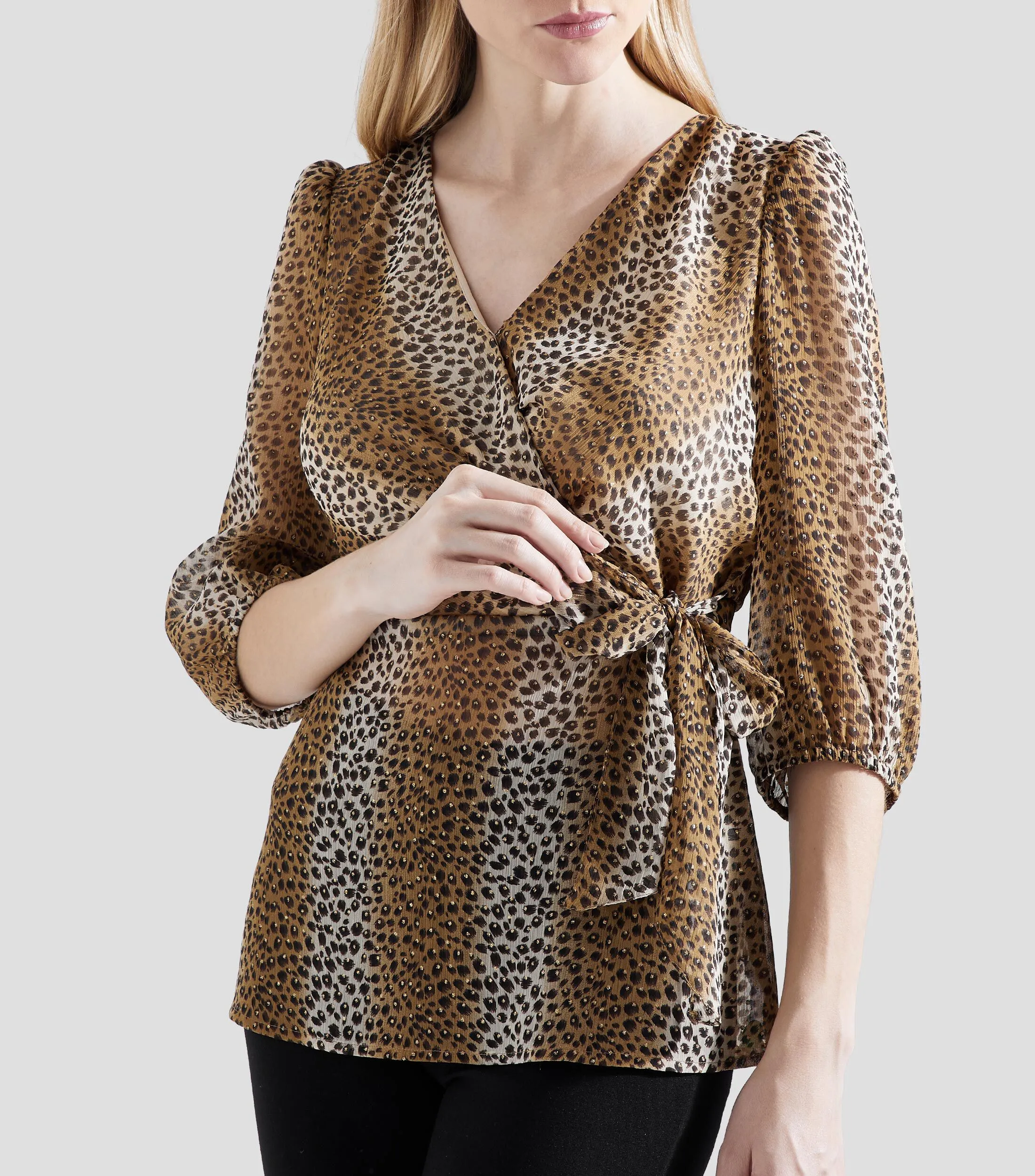 Pertegaz Blusa estampada con manga 3,4 Mujer
