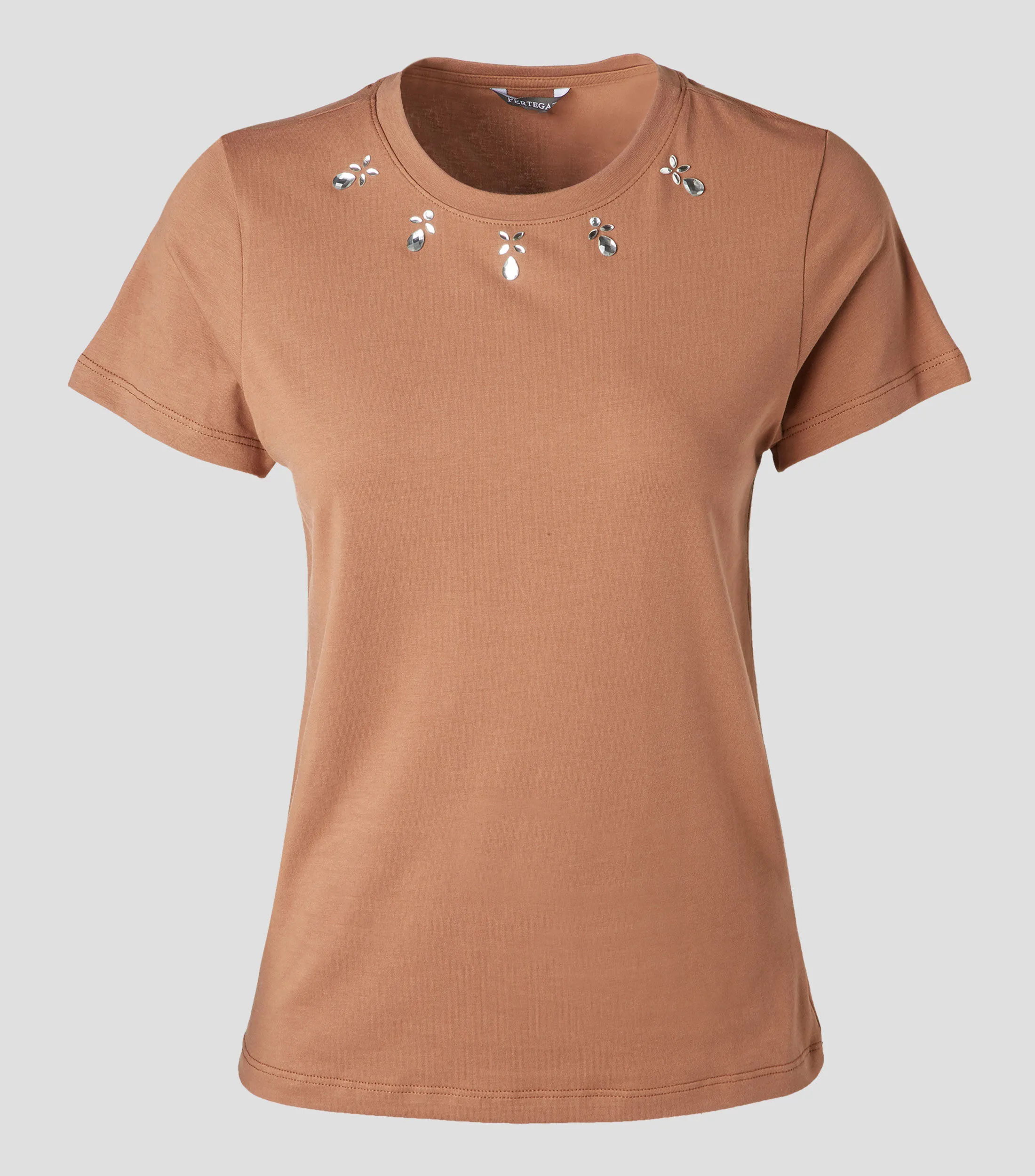 Pertegaz Playera con aplicación de pedrería y manga corta Mujer