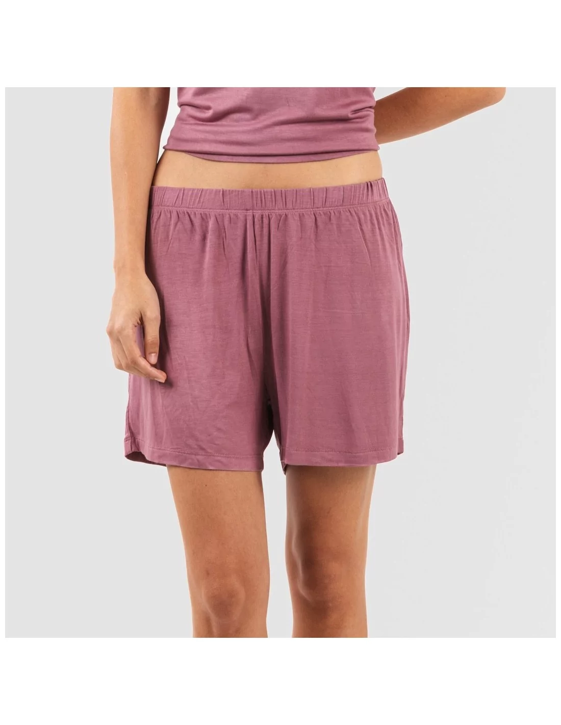 Pijama corto manga fluida viscosa mujer liso