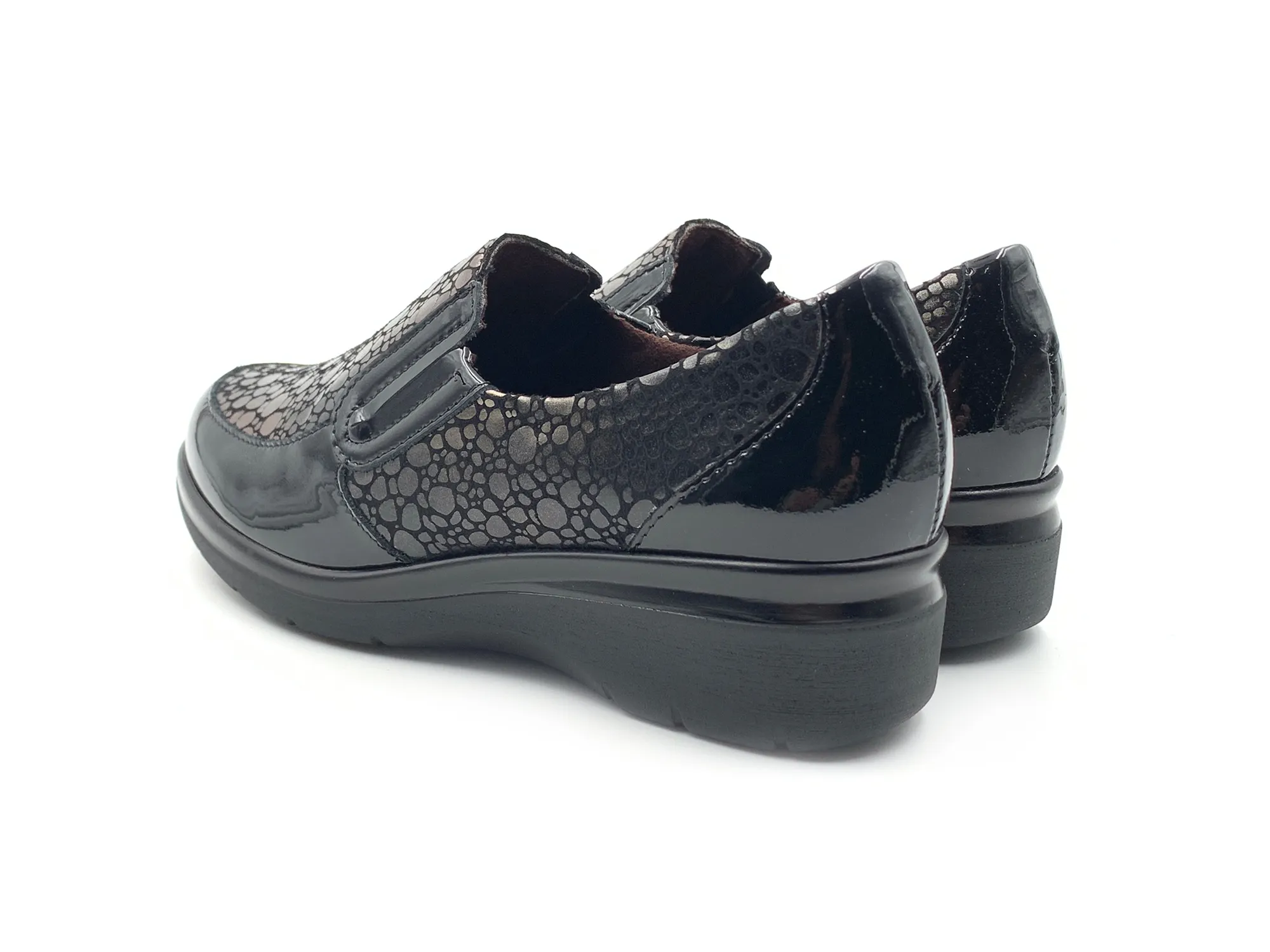 Pitillos 1610 Zapato Abotinado Comb. Antracita Piel Negro Mujer
