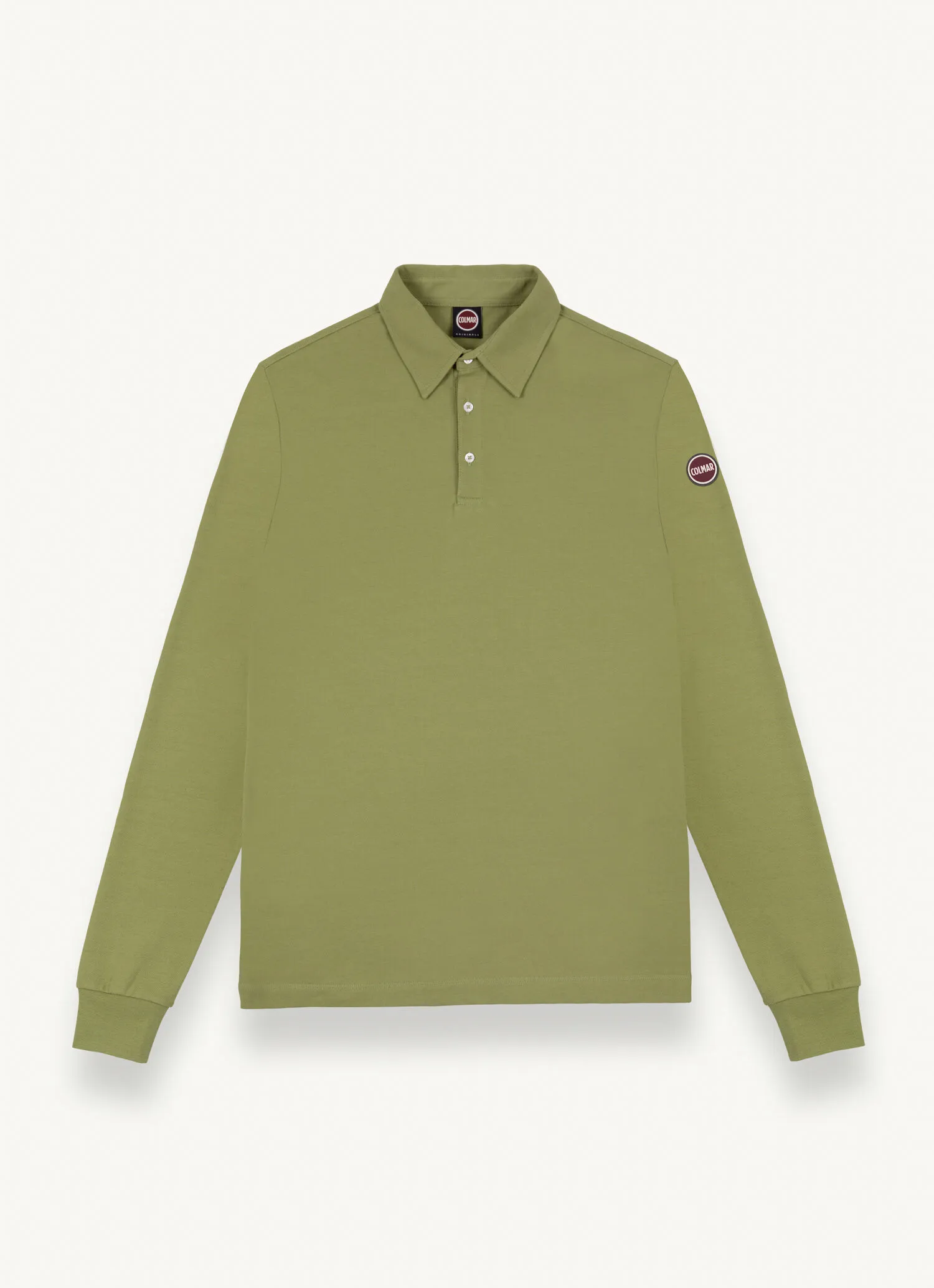 Polo de manga larga de algodón piqué elástico
