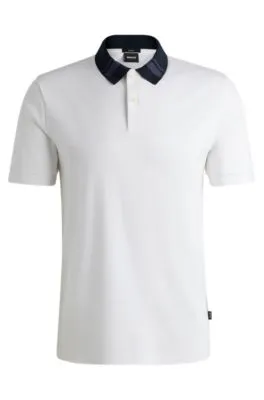 Polo slim fit de algodón mercerizado con rayas en el cuello
