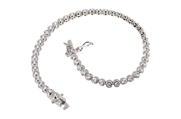 PULSERA RIVIERE EN PLATA CON CIRCONITAS EN CHAT&OACUTE;N, BRAZALETE PARA MUJER. 271_PPRV4