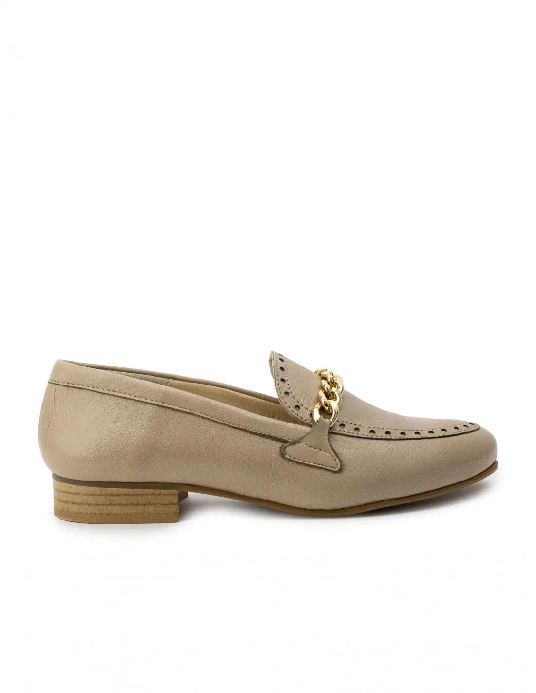 SALONISSIMOS Mocasines Piel Camel Cadena