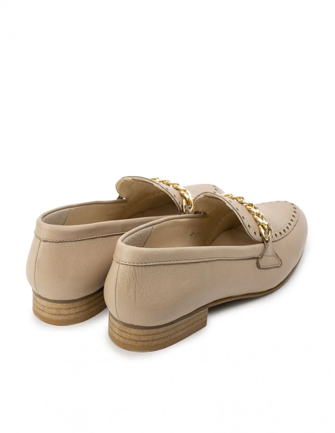 SALONISSIMOS Mocasines Piel Camel Cadena