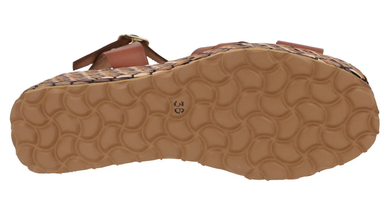 Sandalias de piel con platafoma de rafia Tiziana