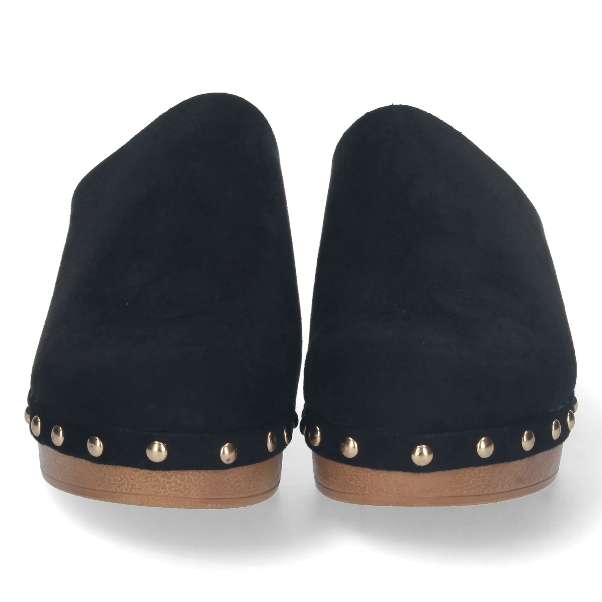 Sandalias de tacón zuecos pala cerrada mujer color negro