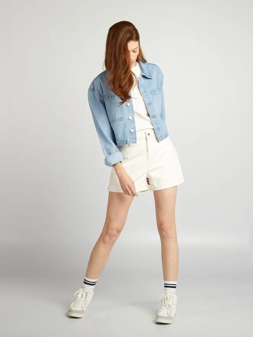 SHORT VAQUERO DE TIRO ALTO  BLANCO