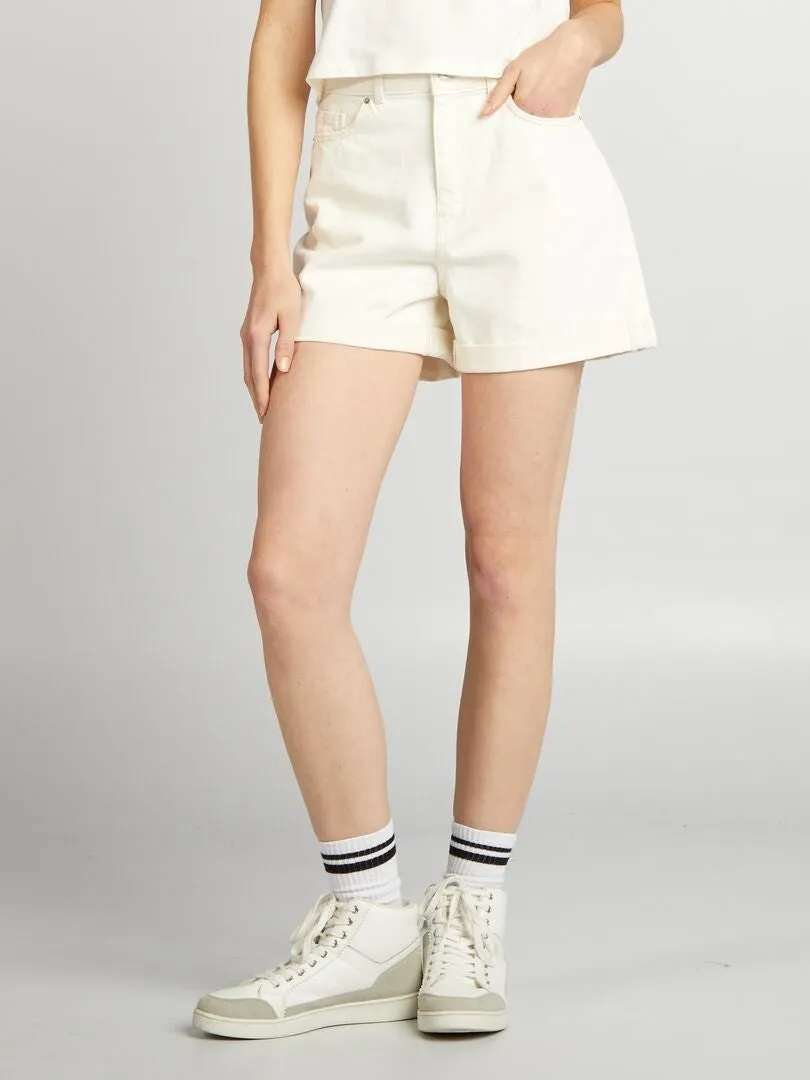 SHORT VAQUERO DE TIRO ALTO  BLANCO